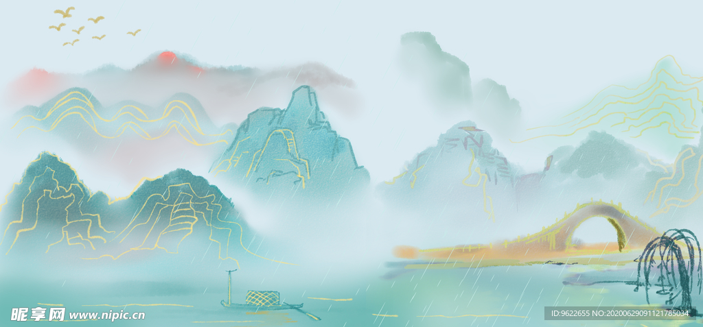 中国风山水背景