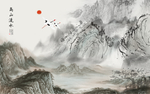 新中式水墨山水背景