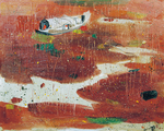 秋日池塘油画