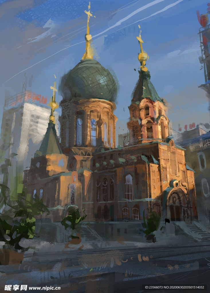 游戏场景风景插画