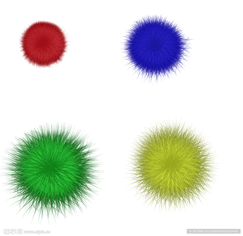 不同颜色的毛球