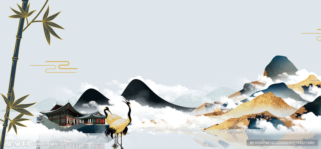 地产国风复古高端纹理背景素材