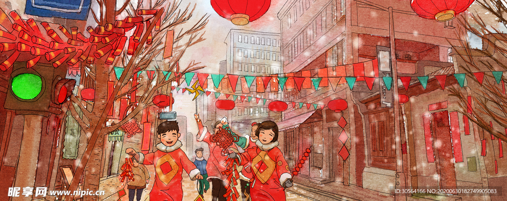 新年复古国风传统背景素材