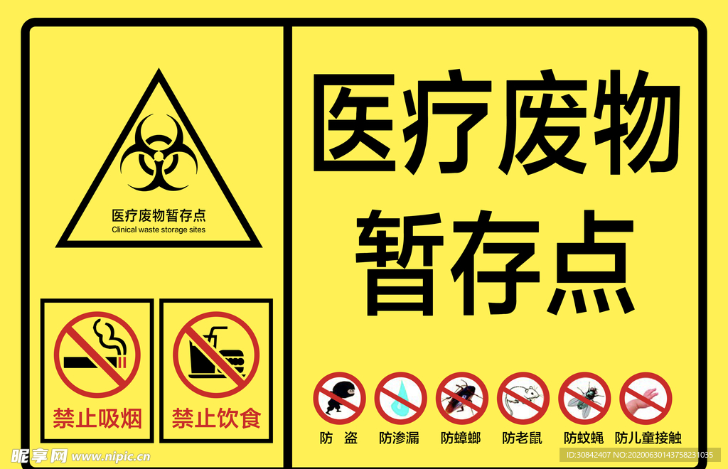 黄色医疗废物暂存点禁止标志