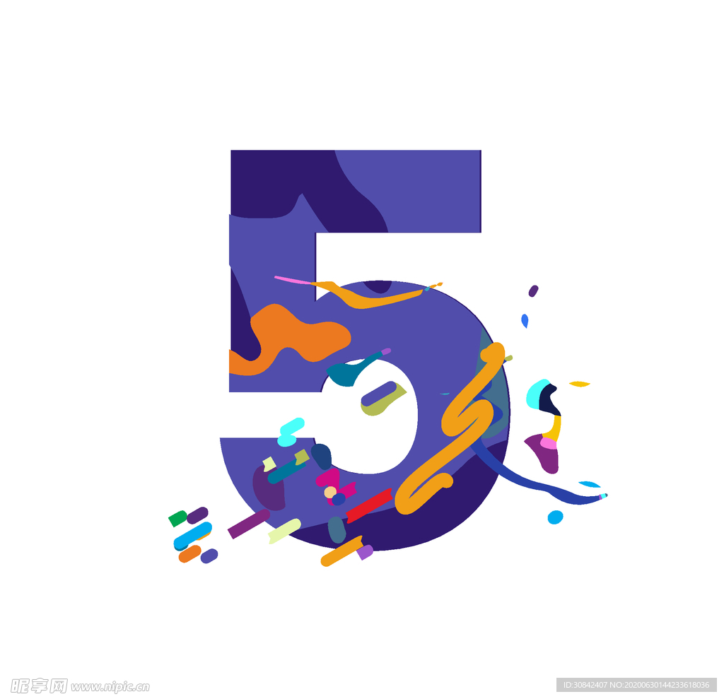 艺术彩色设计字母数字5