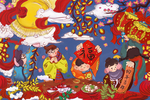 新年春节国风插画卡通背景素材