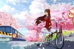 樱花人物国风插画卡通背景素材