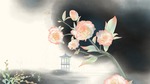 花朵复古国风插画卡通背景素材