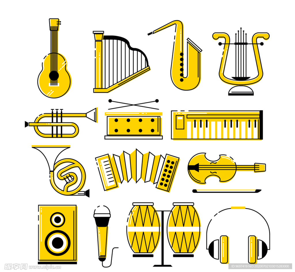 黄色乐器设计矢量素材