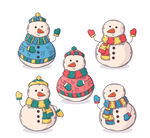 彩绘冬季雪人矢量素材