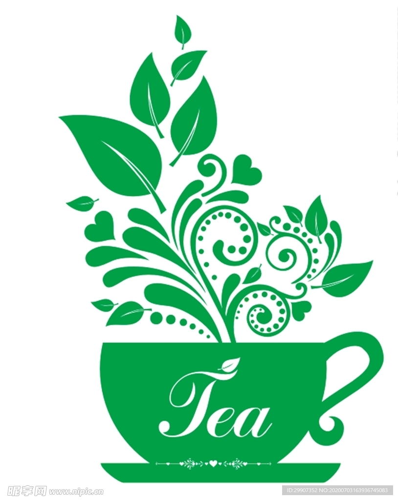 茶叶花纹 茶壶 绿茶