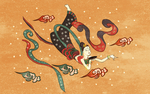 敦煌壁画仙女插画卡通复古背景