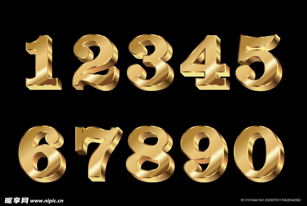 金色3D数字