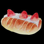 原创水彩草莓奶油毛毛虫