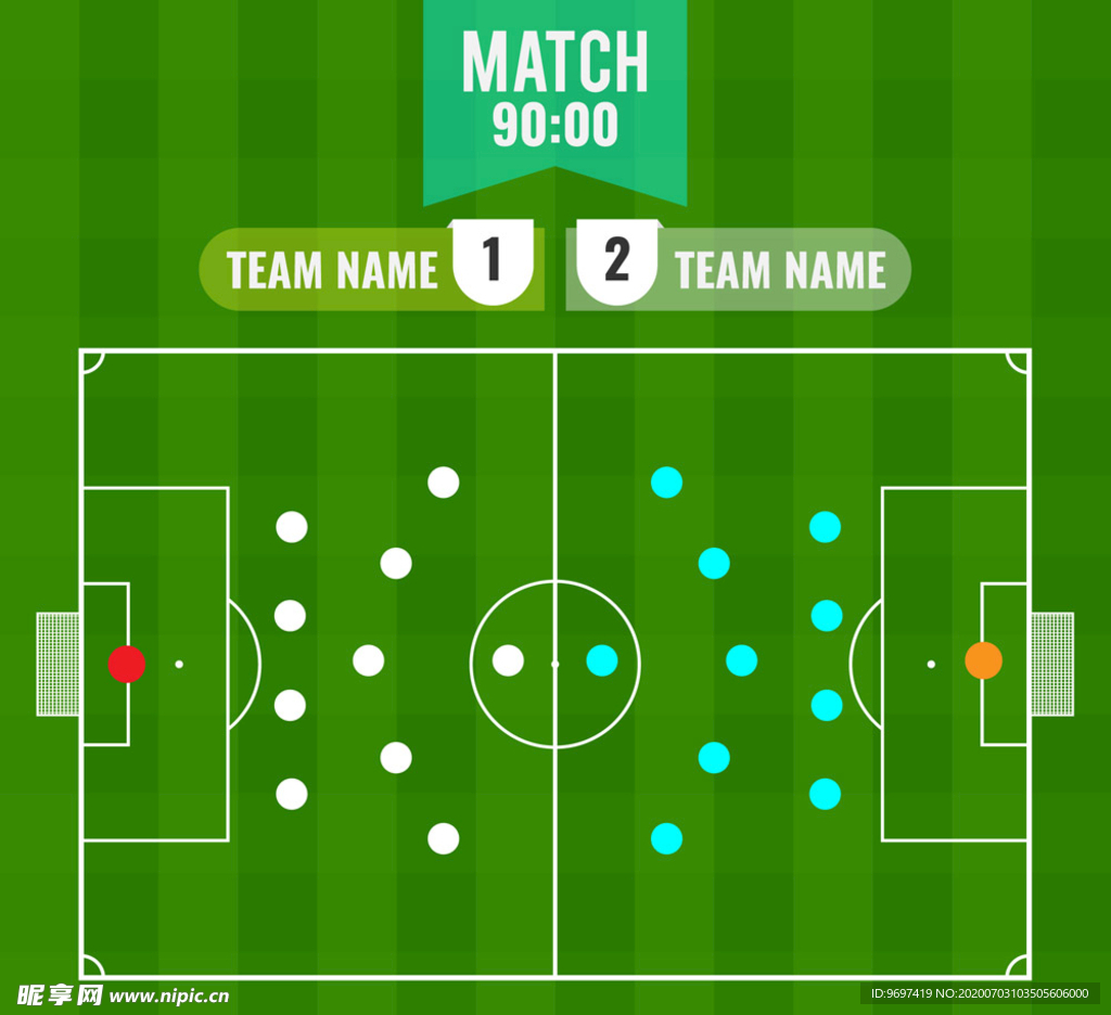 绿色足球赛阵型图矢量素材