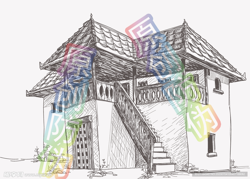 素描 楼房