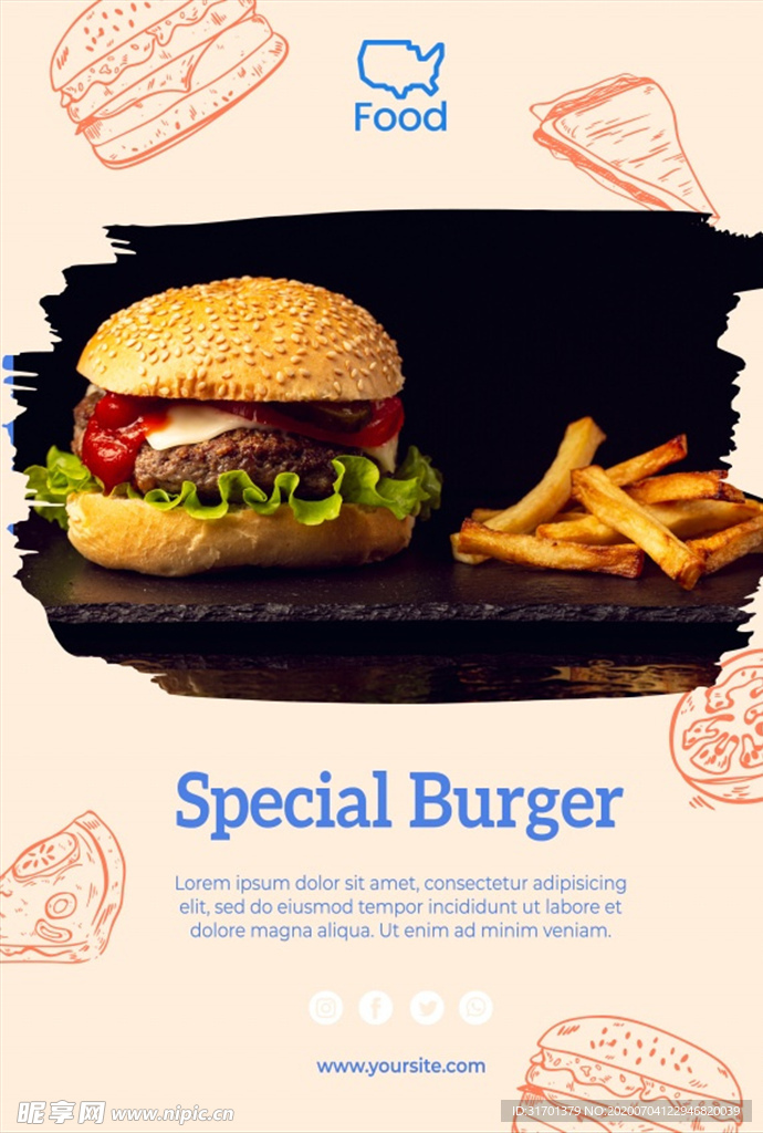 汉堡薯条新品海报