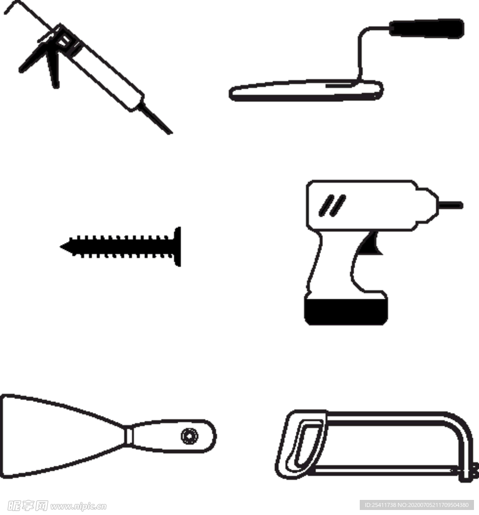 装修工具黑白矢量