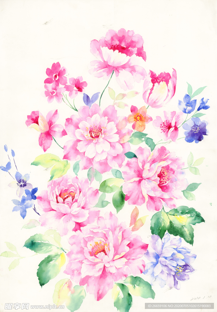 原创手绘水彩艺术花卉