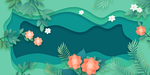 夏季边框花纹绿色渐变背景