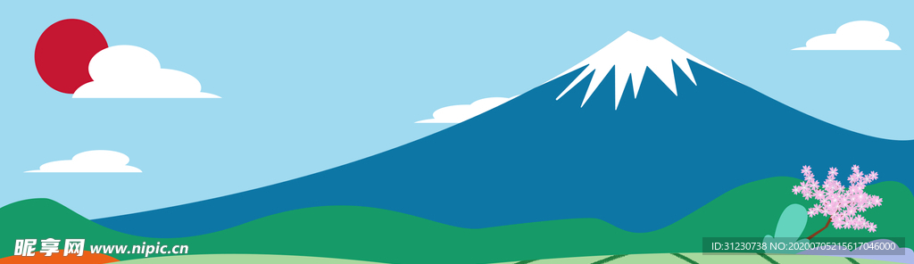 日本旅游富士山插画