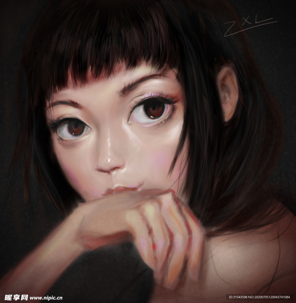 板绘  厚涂 少女头像