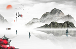 新中式山水背景