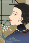 国潮 旗袍美人插画
