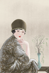 国潮旗袍美人包装插画