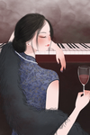 国潮旗袍美人包装插画