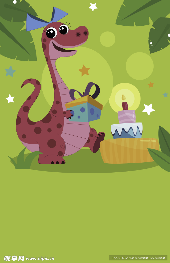 可爱恐龙过生日卡通海报