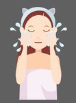 美女洗脸护肤美容步骤矢量