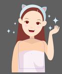 美女洗脸护肤美容步骤矢量