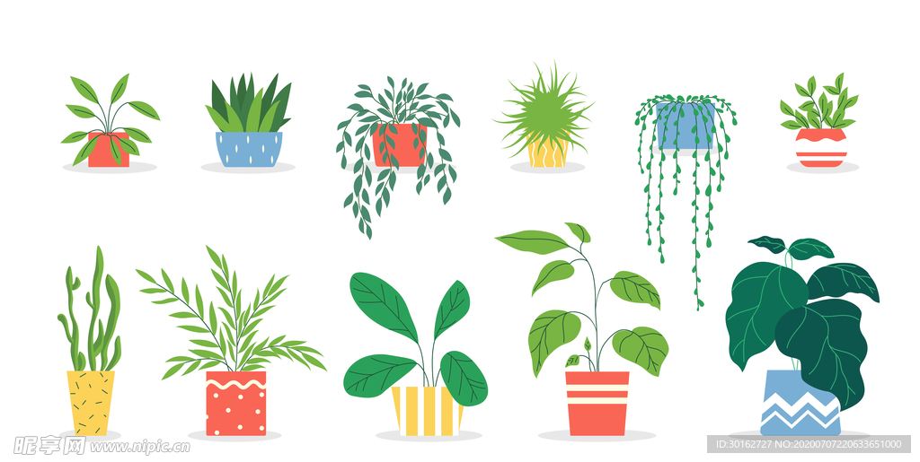 清新植物盆栽插画