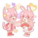 粉色兔子 猫咪