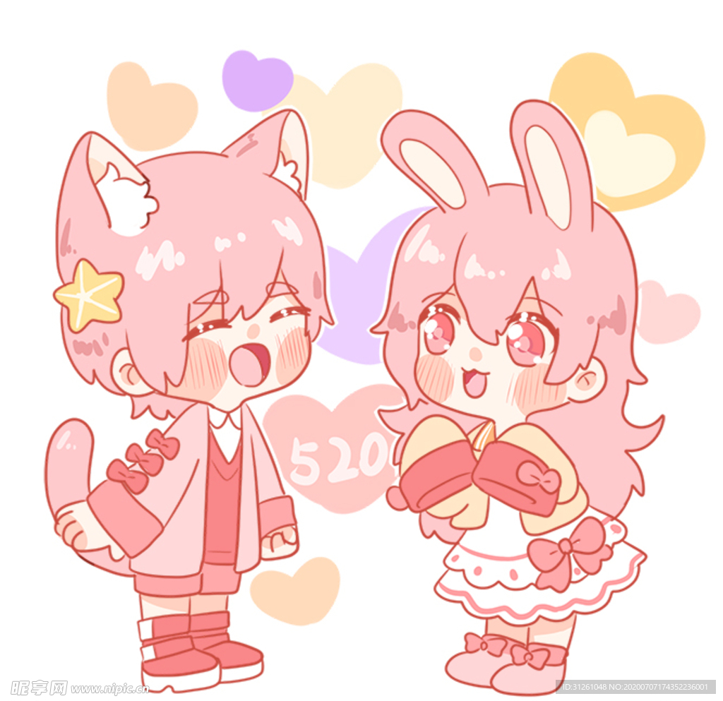 粉色兔子 猫咪