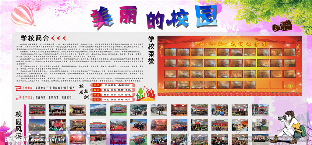 德育室展板美丽的校园