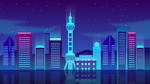 上海夜景建筑群插画