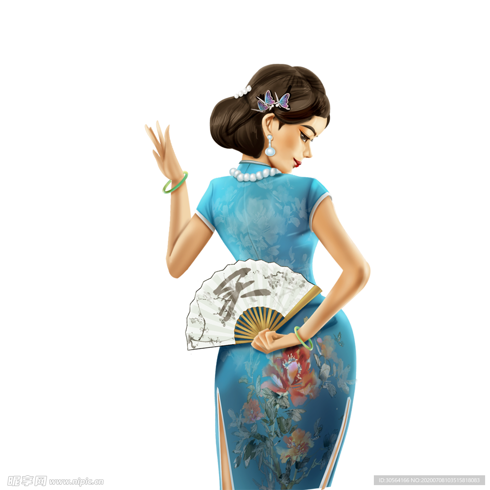 民国女性人物插画海报素材