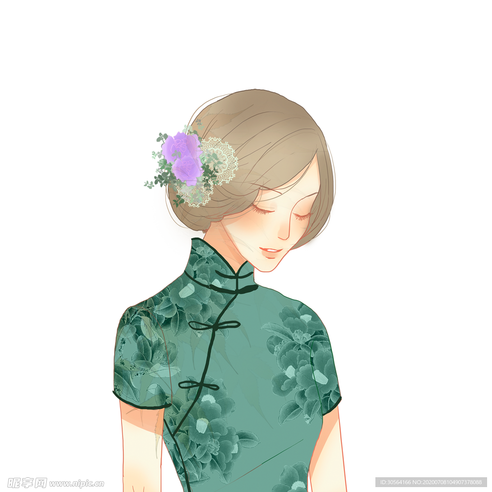 民国女性人物插画海报素材