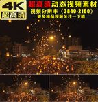 城市万家灯火放飞孔明灯实拍视频