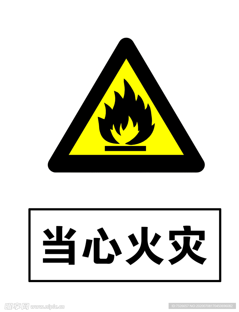 当心火灾警示牌高清分层