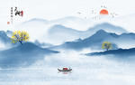 新中式山水背景