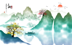 新中式山水背景