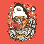 卡通鲨鱼海鲜