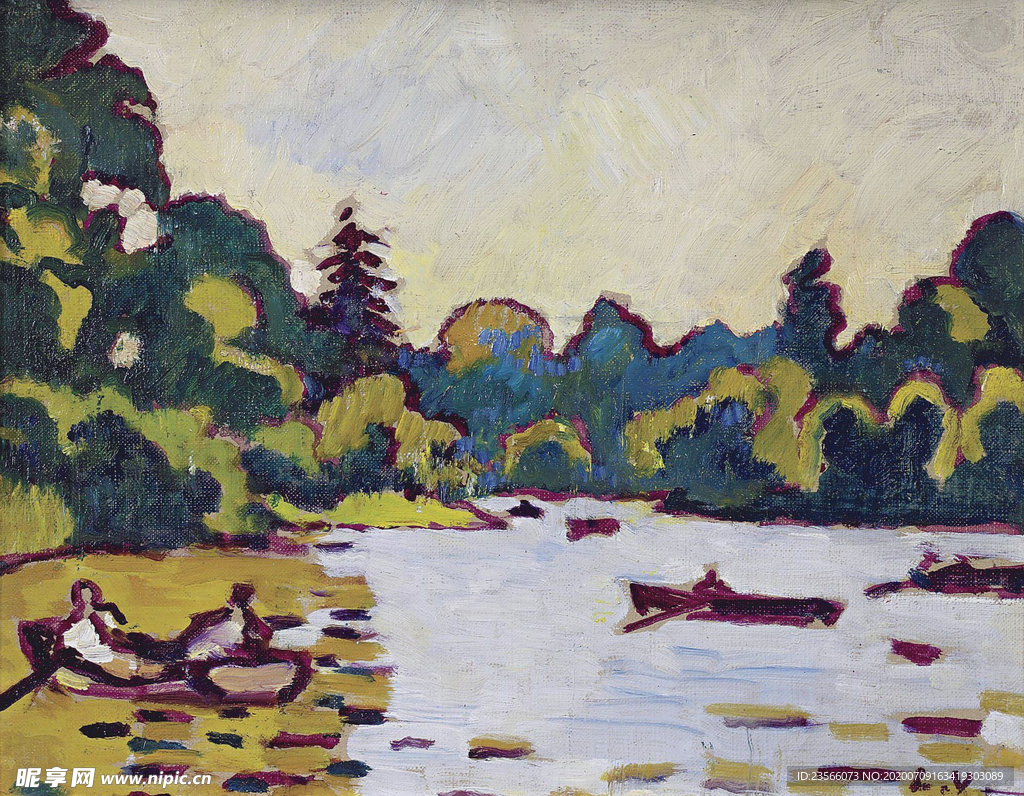 乡村田园场景风景油画