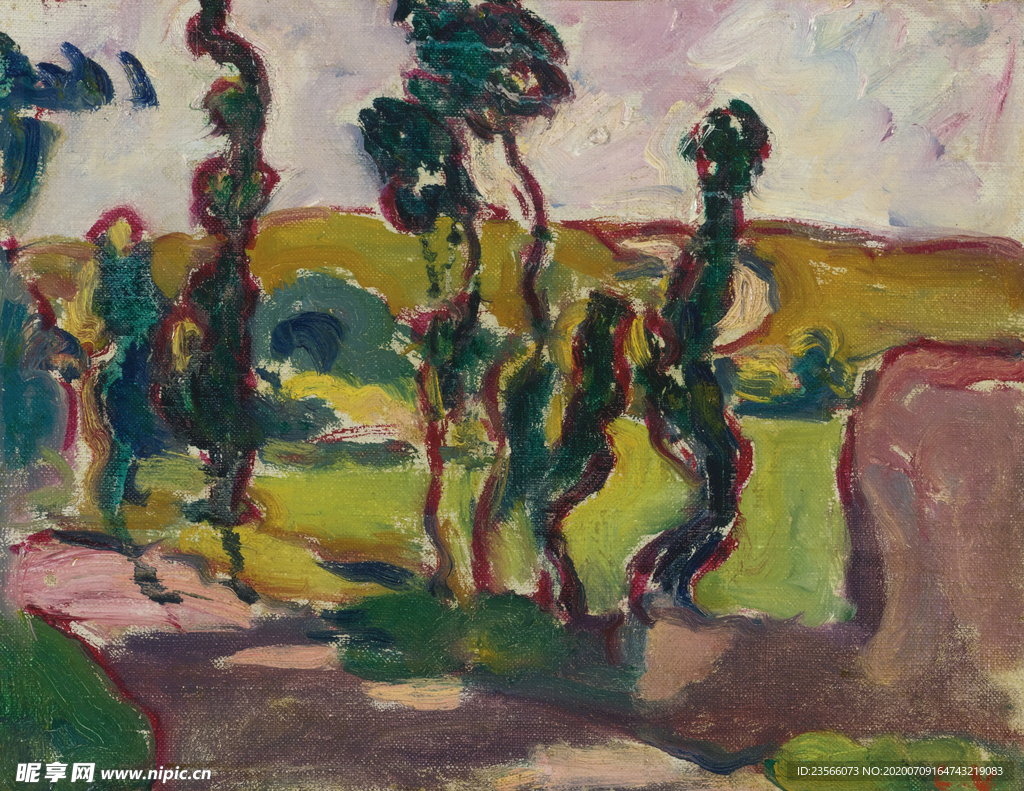乡村田园场景风景油画