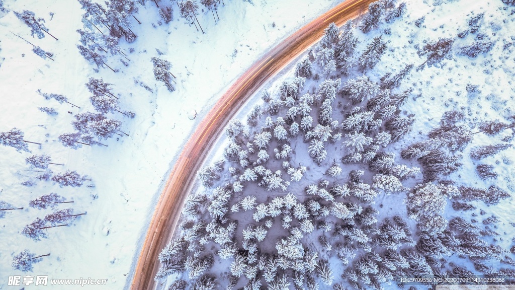 俯视森林雪景