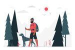 扁平化野外探险家插画设计