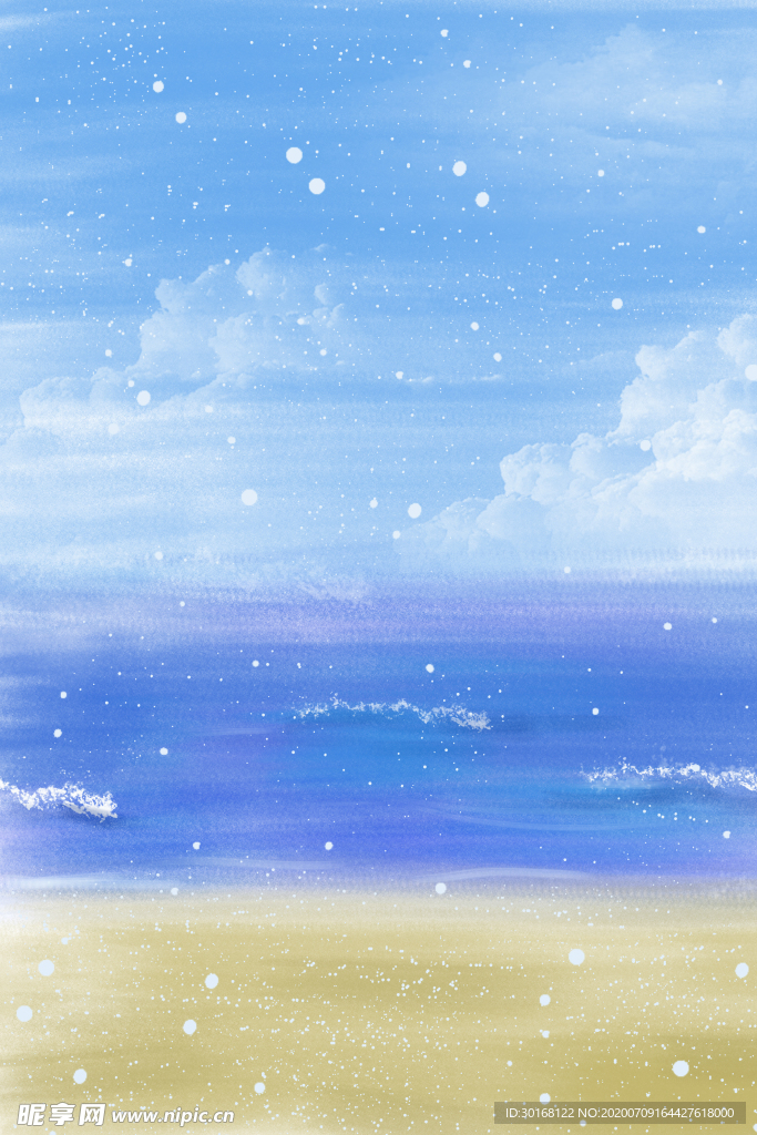 手绘 海边